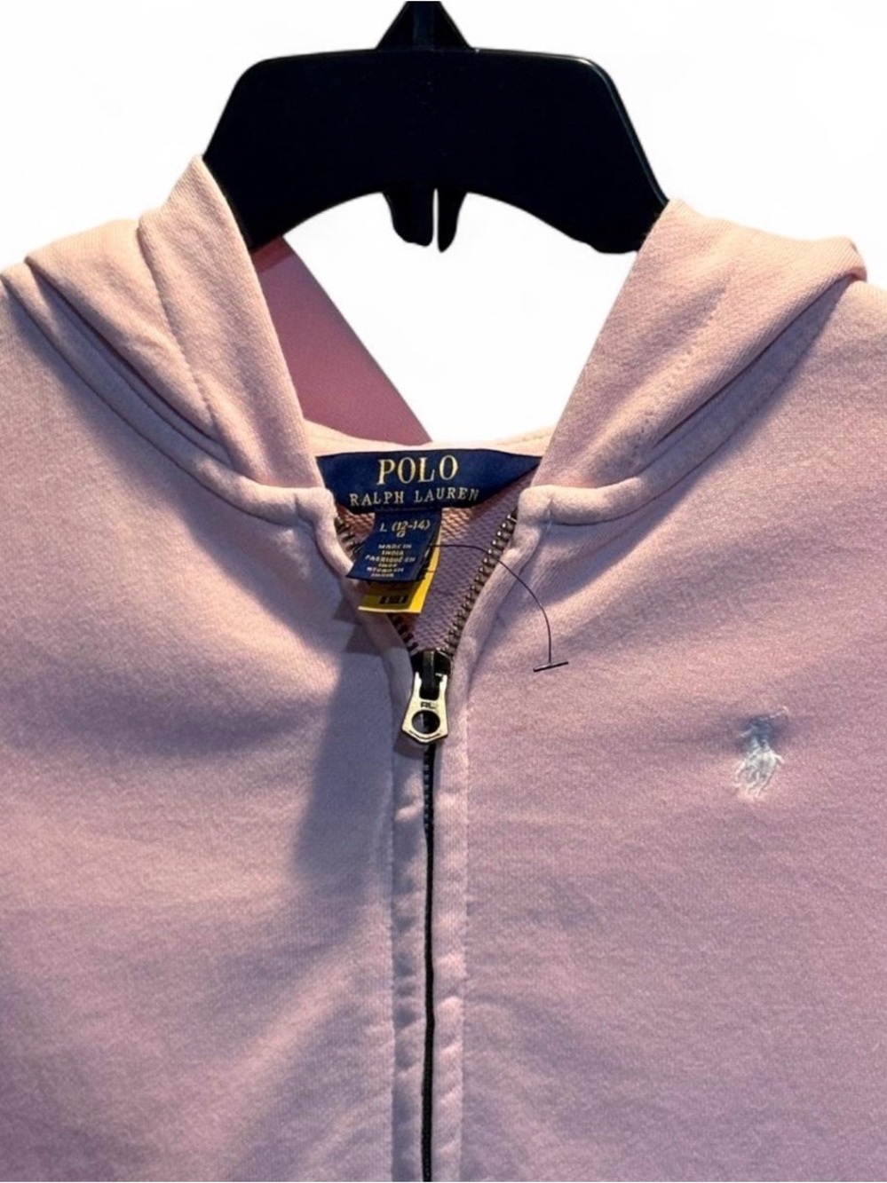Polo Ralph Lauren Girls Pink French Terry Full Zip Hoodie Jacket Size 12